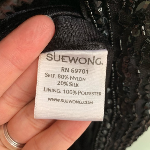 SUE WONG Nocturne Black Beaded Cocktail Mini Dress - Picture 9 of 9